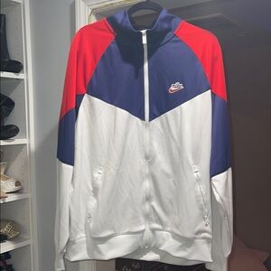 Nike Tri-Color Track Jacket in Red, Blue, and White